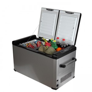 60L dual zones dual temperature control DC 12V/24V portable camping car refrigerator for RV/ caravan