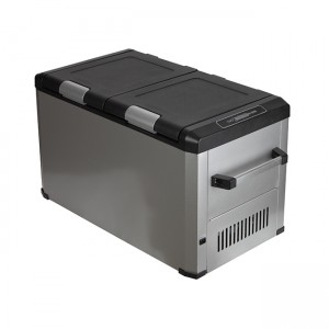 60L dual zones dual temperature control DC 12V/24V portable camping car refrigerator for RV/ caravan